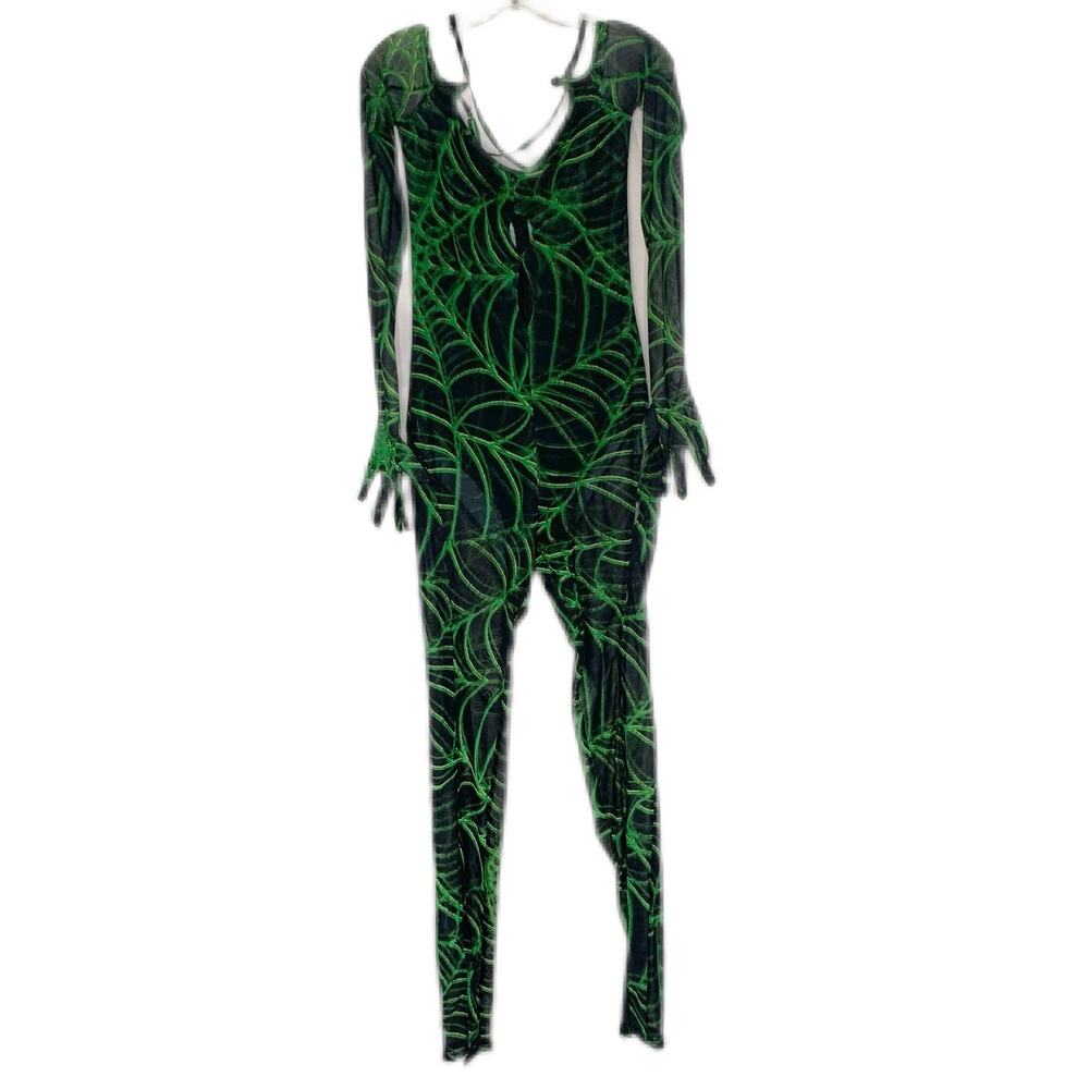 NWT Zara Halloween Green Spiderweb bodysuit M/L